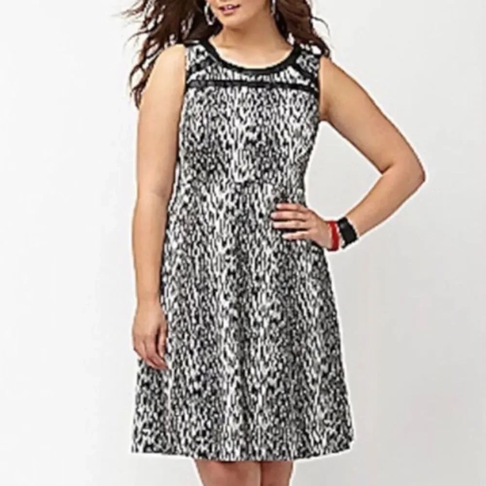 Lane Bryant animal print leather trim thick dress